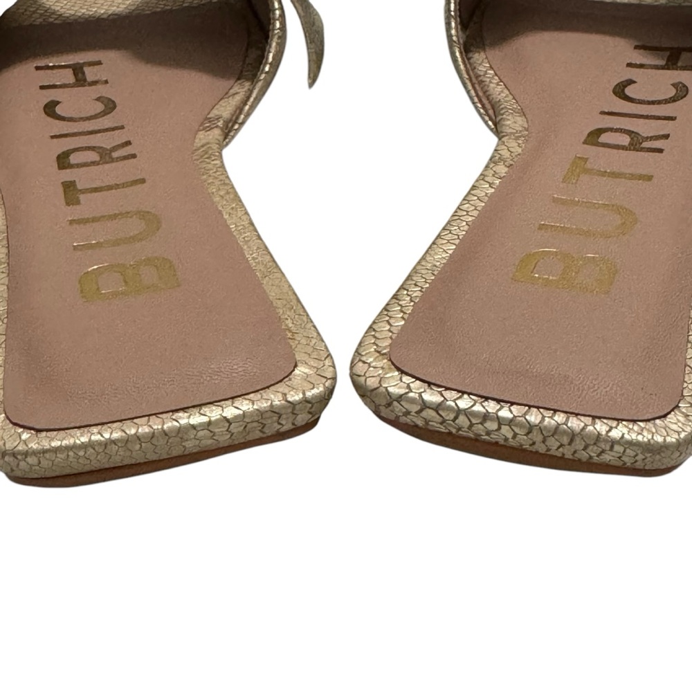 Butrich Irina Bow Metallic Gold Snakeskin Flat Sandal 5.5 - Picture 11 of 12